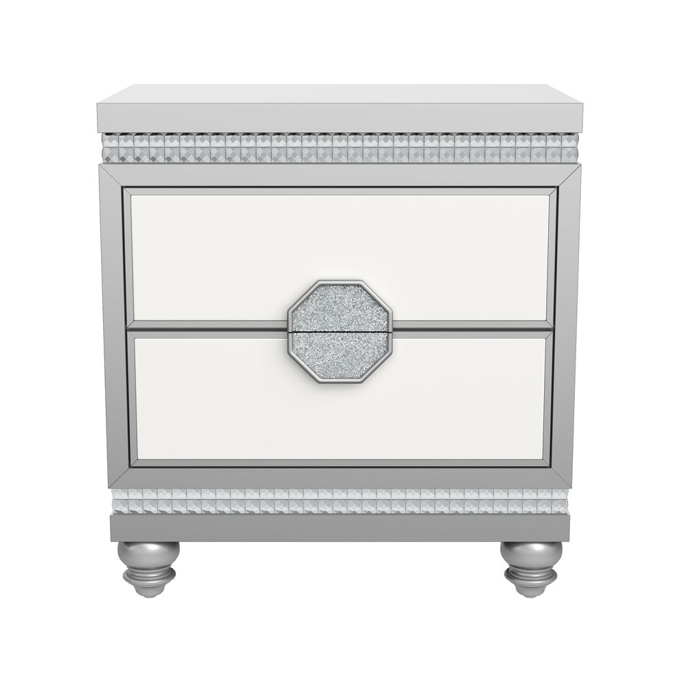 Silver/white contemporary nightstand by Global