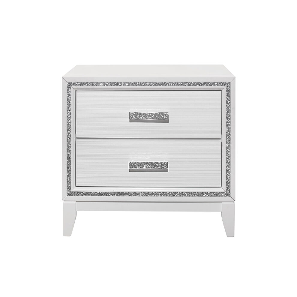 White night stand in glam style w/ crystals by Global