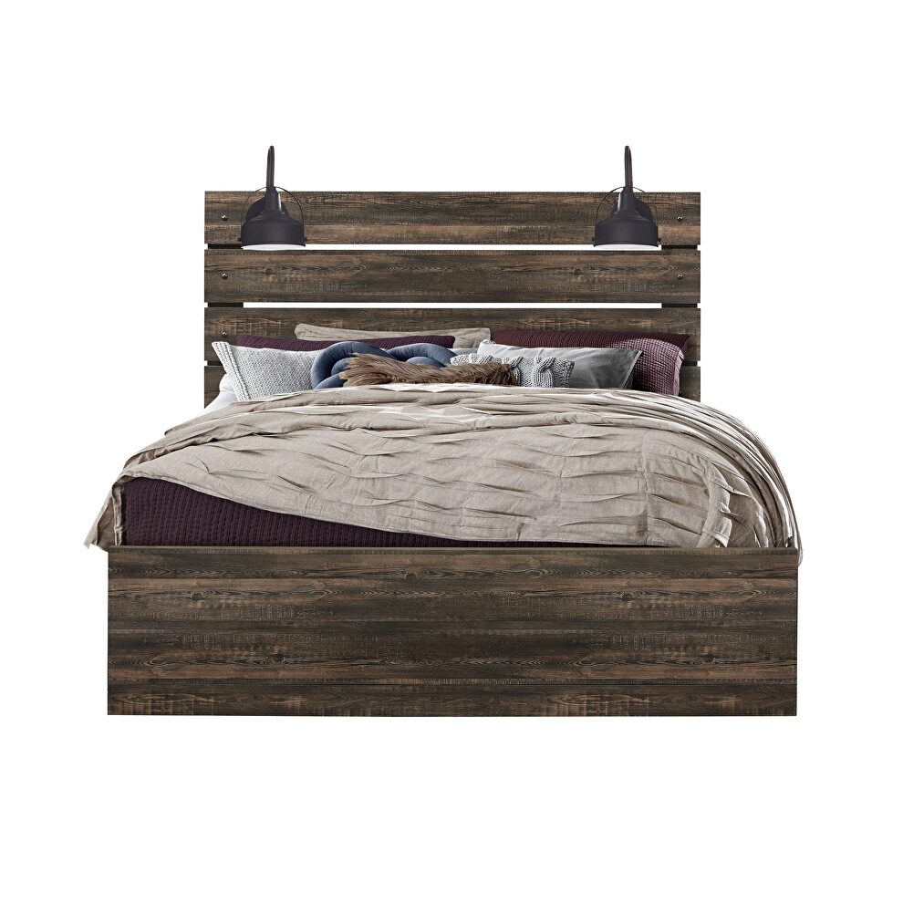 Dark oak finish traditional king bed by Global
