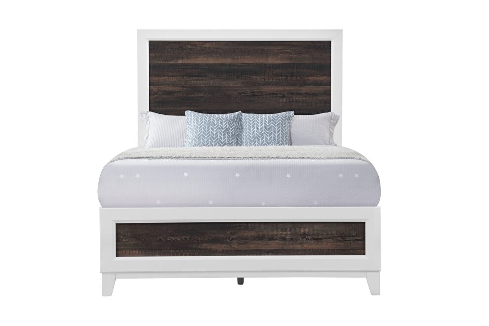 Modern farmstyle full size bed with dark oak inlay by Global