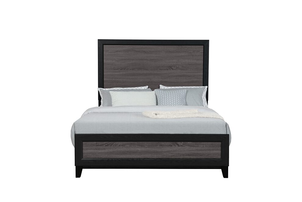Modern farmhouse full bed with gray inlay by Global