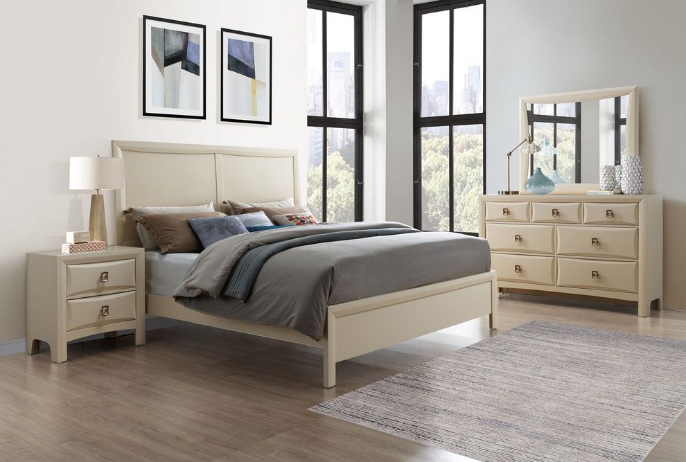 Casual style king bed in almond beige finish by Global