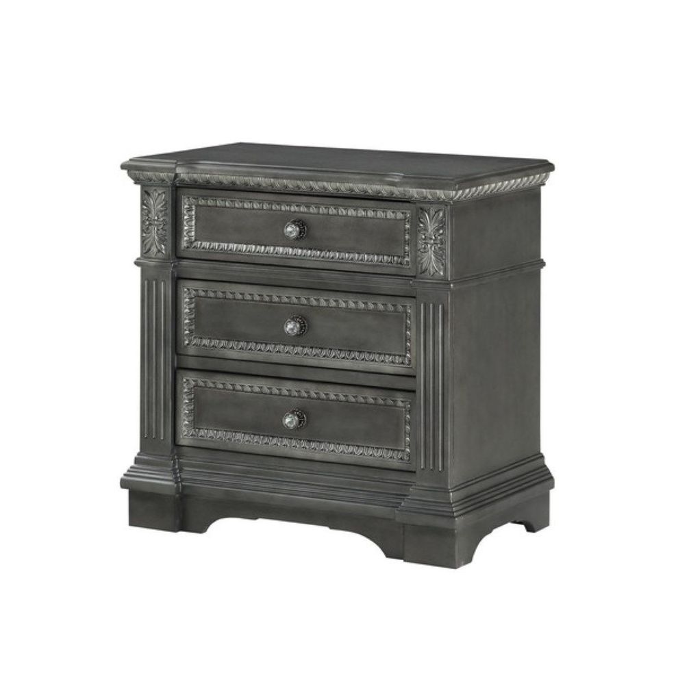 Gray finish nightstand w/ USB by Global