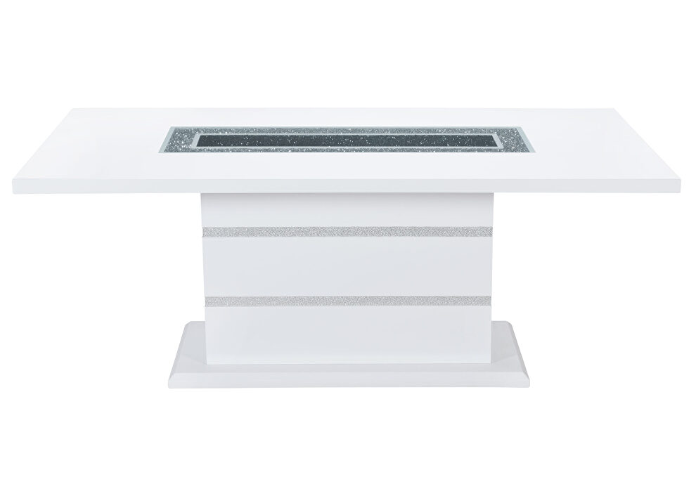 White finish rectangular shape dining table w/ insert by Global