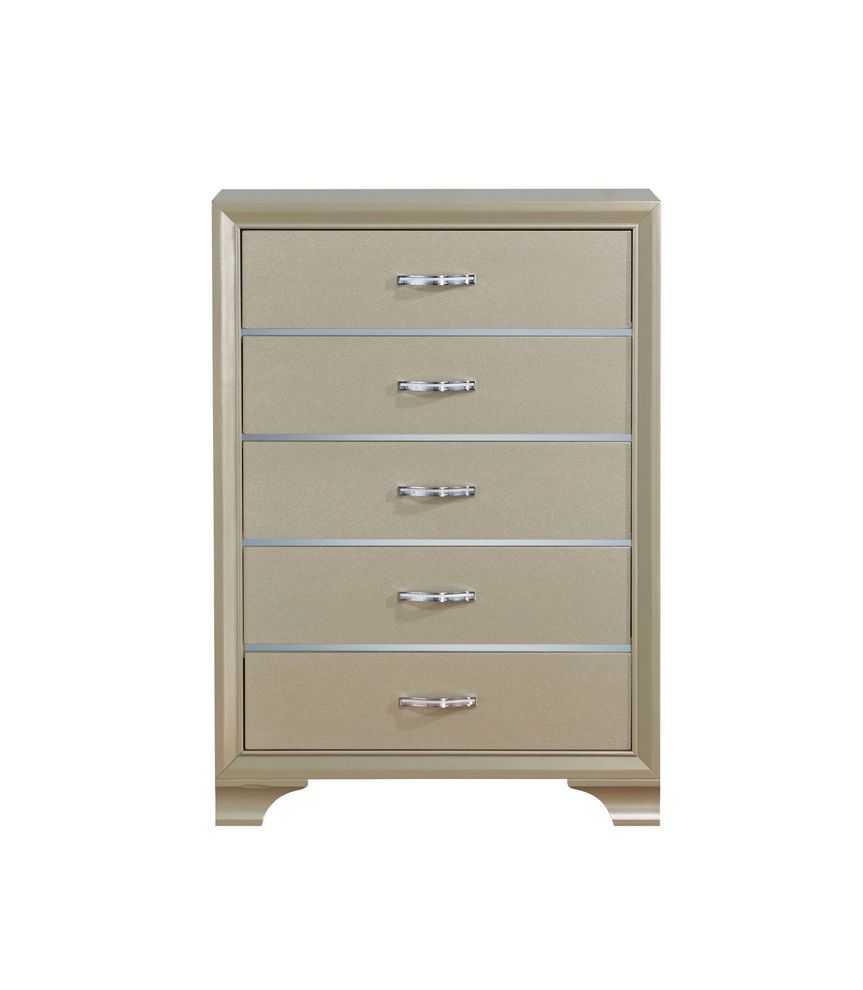 Modern simplistic chest in champagne finish by Global