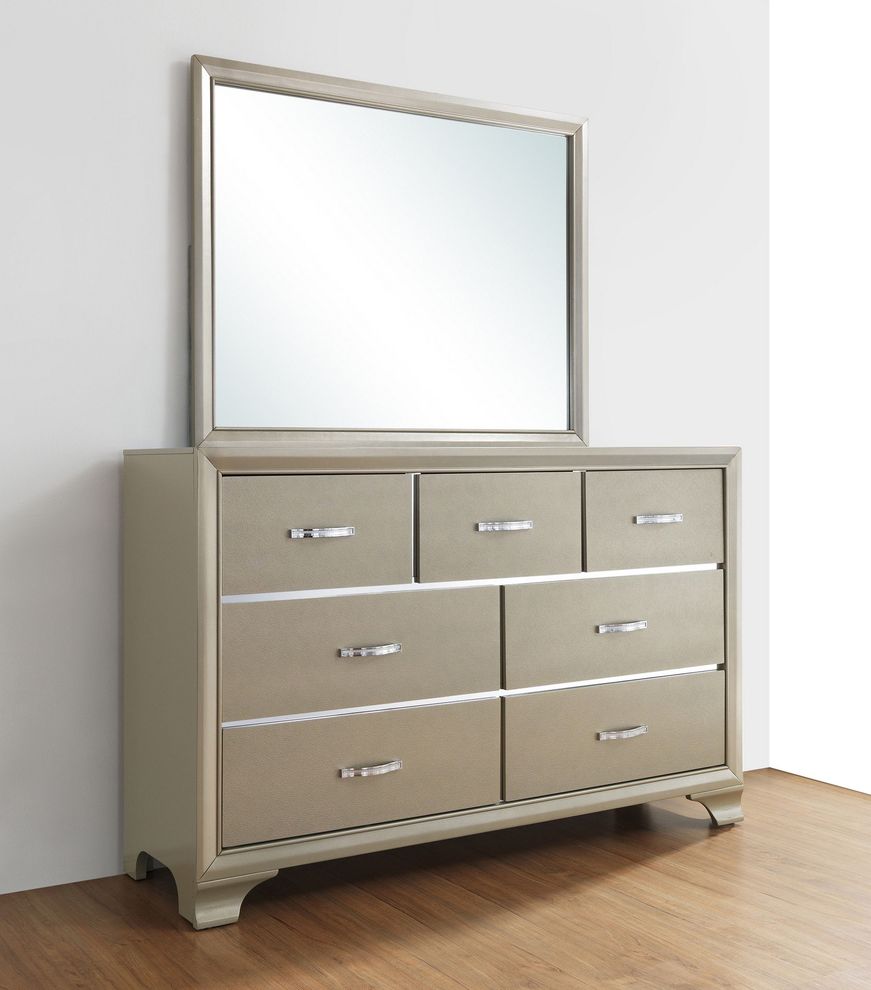Modern simplistic dresser in champagne finish by Global