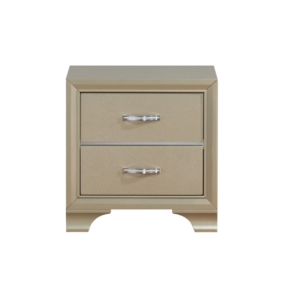 Modern simplistic nightstand in champagne finish by Global