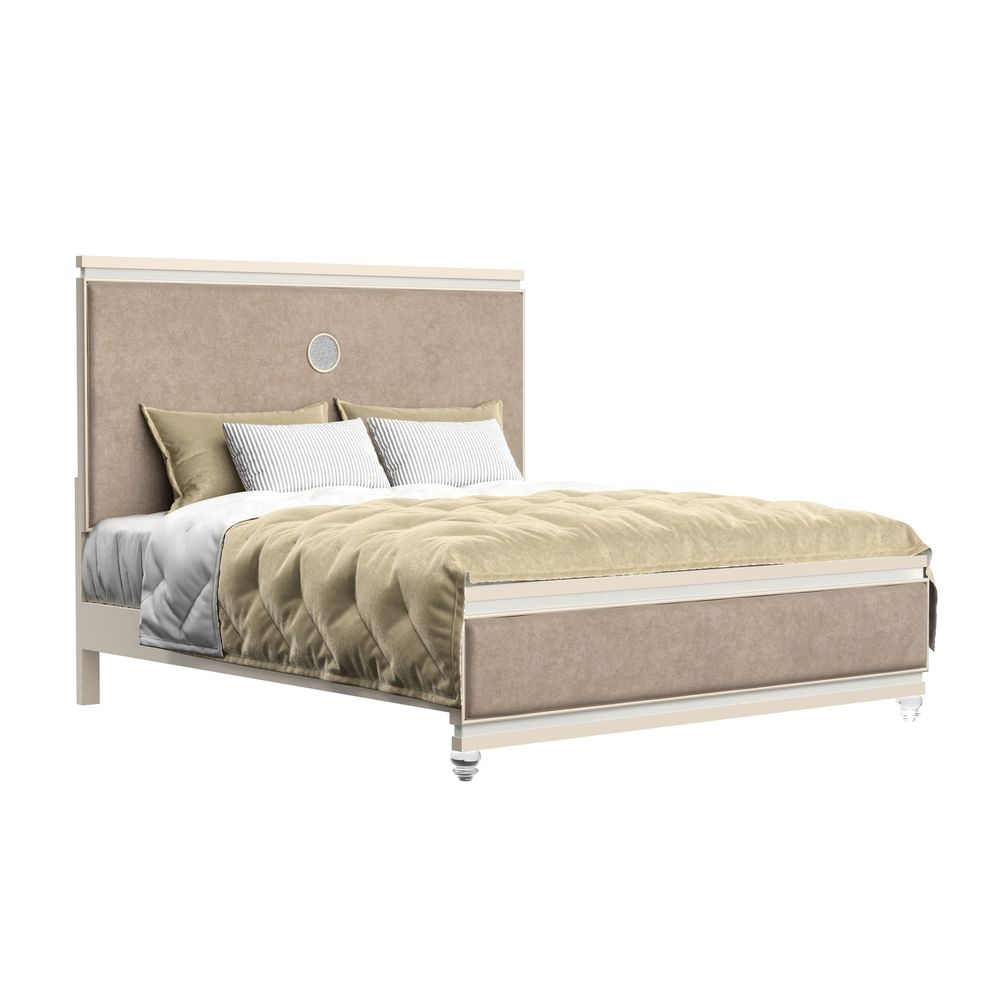 Champagne finsh crystal / glam style king bed by Global