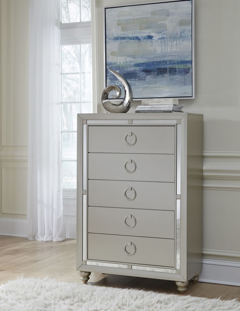 Gray/mirrored casual style modern chest by Global