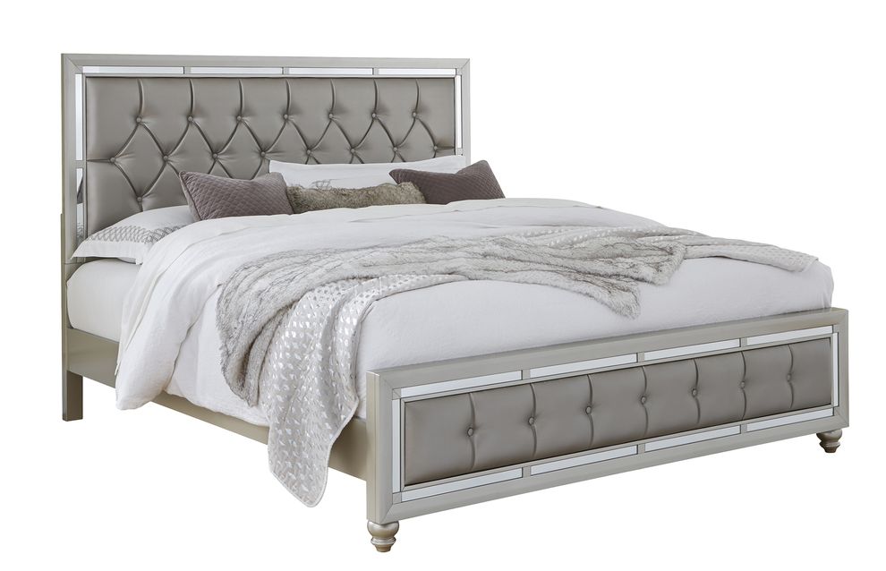 Gray/mirrored casual style full bed by Global