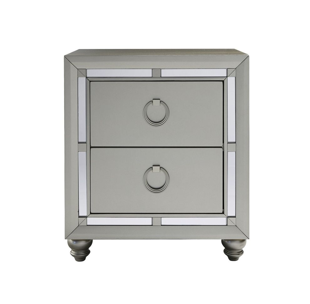 Gray/mirrored casual style nightstand by Global