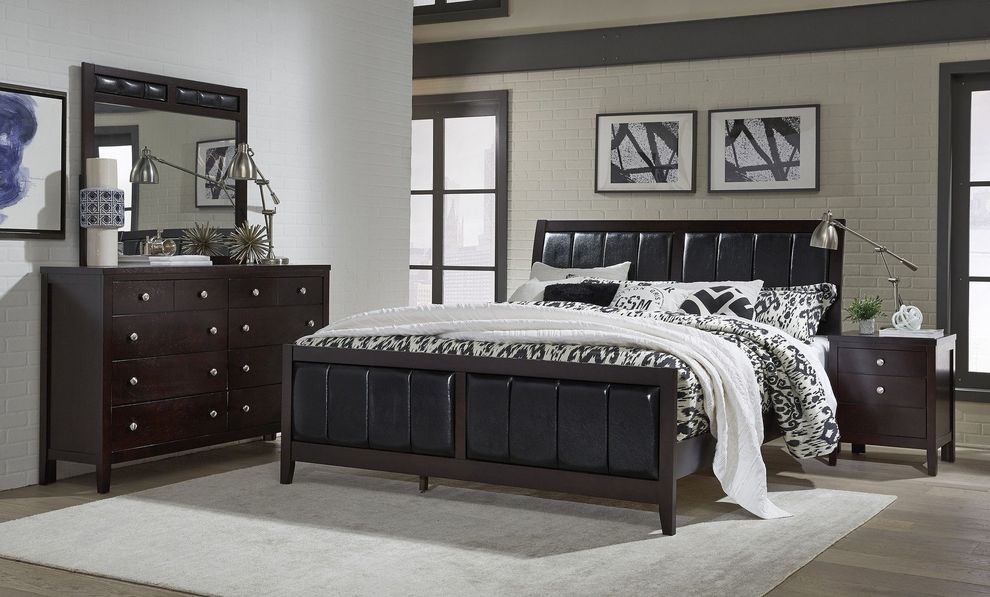 Casual style dark brown wood bed by Global