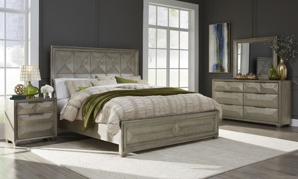 Gray/silver modern style king bed by Global