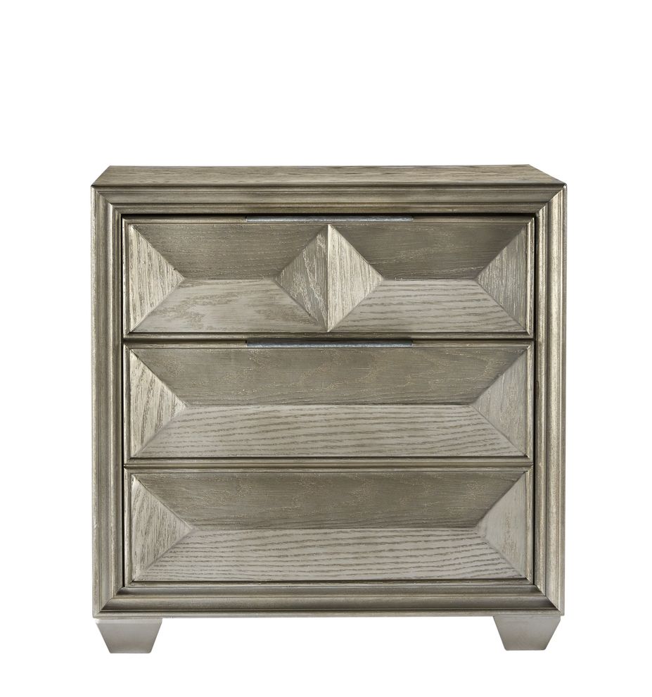 Gray/silver modern style nightstand by Global
