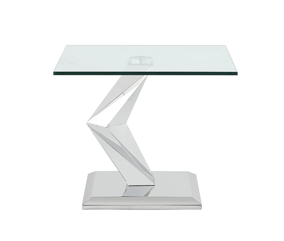 Square clear glass top contemporary end table by Global