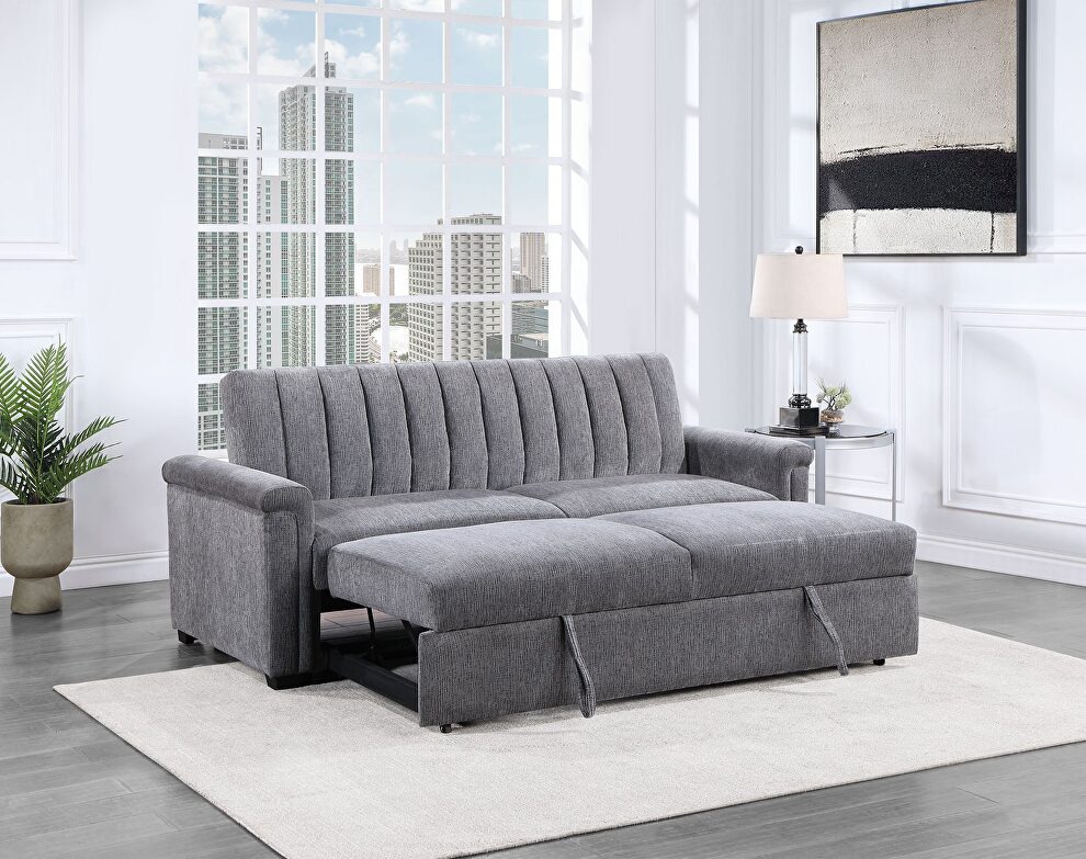 Dark grey pull out sofa bed by Global