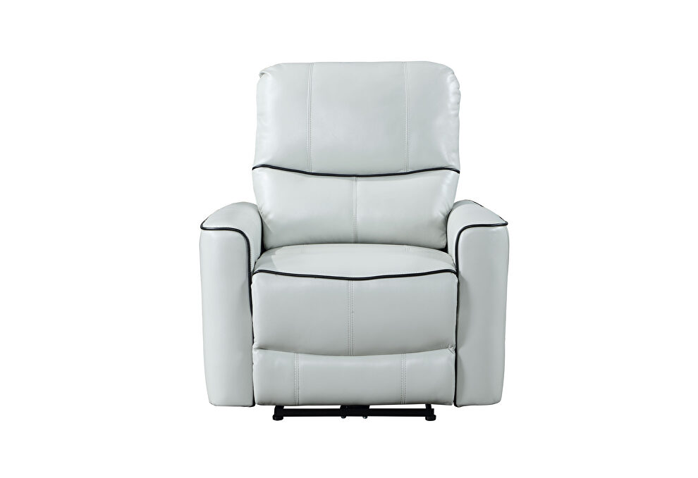 Light grey power recliner chair by Global