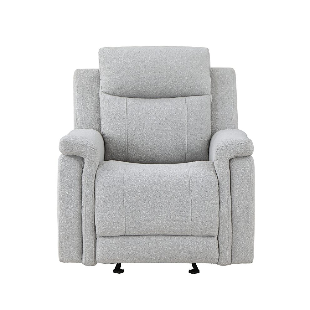 Grey reclining glider chair in leather-life fabric by Global