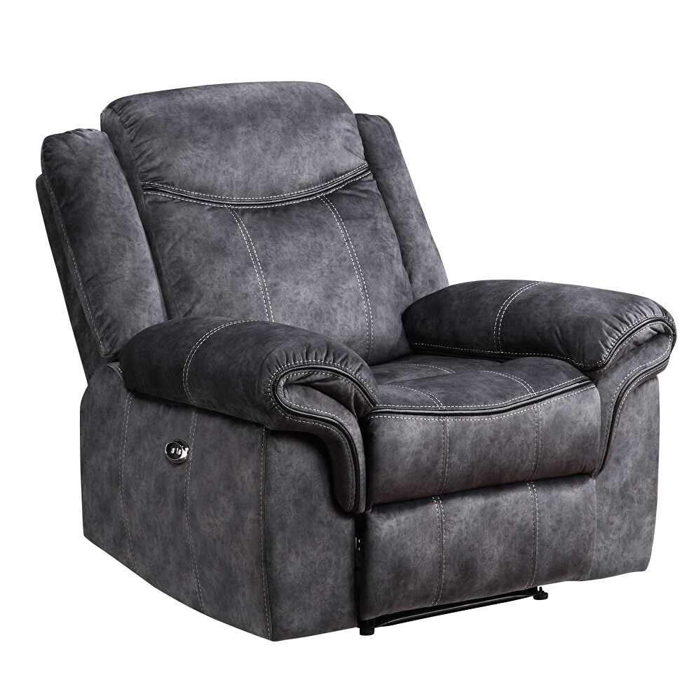 Granite suede stitched comfy recliner chair by Global