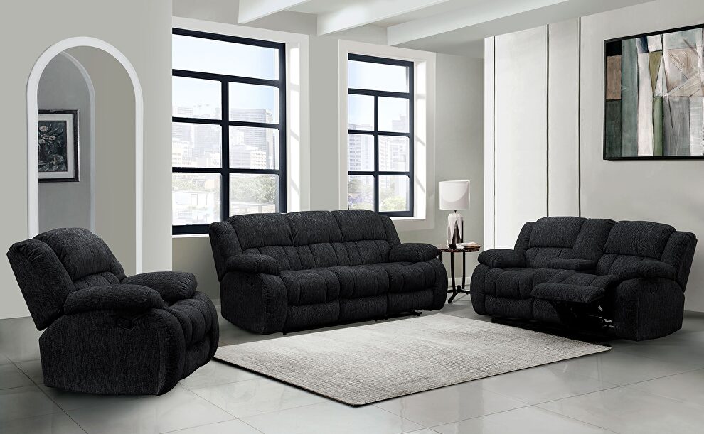 Ebony reclining sofa in performance fabric by Global