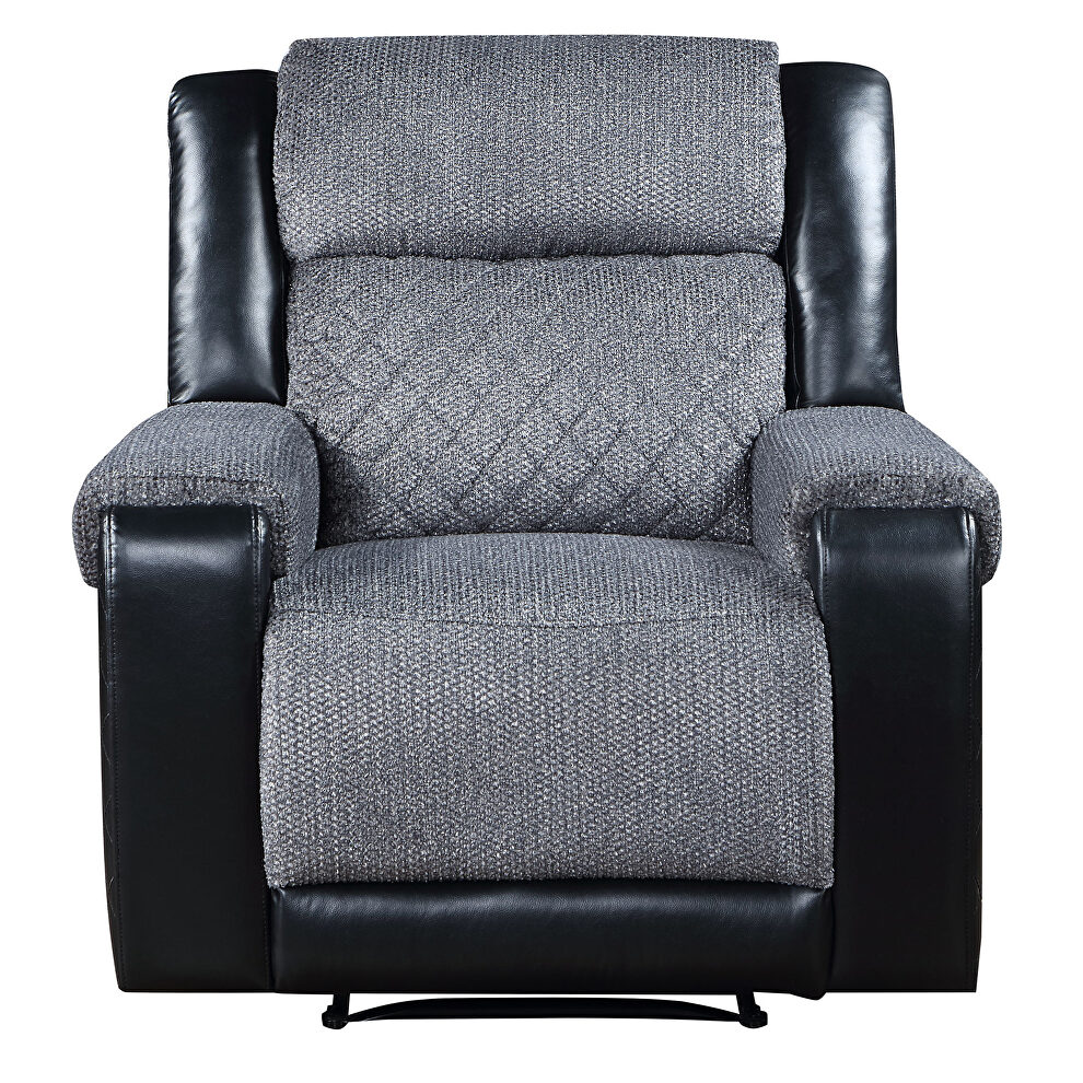 Two-tone dark gray fabric recliner chair by Global