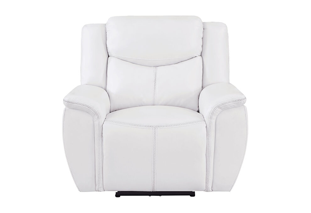 Blanche white power recliner by Global