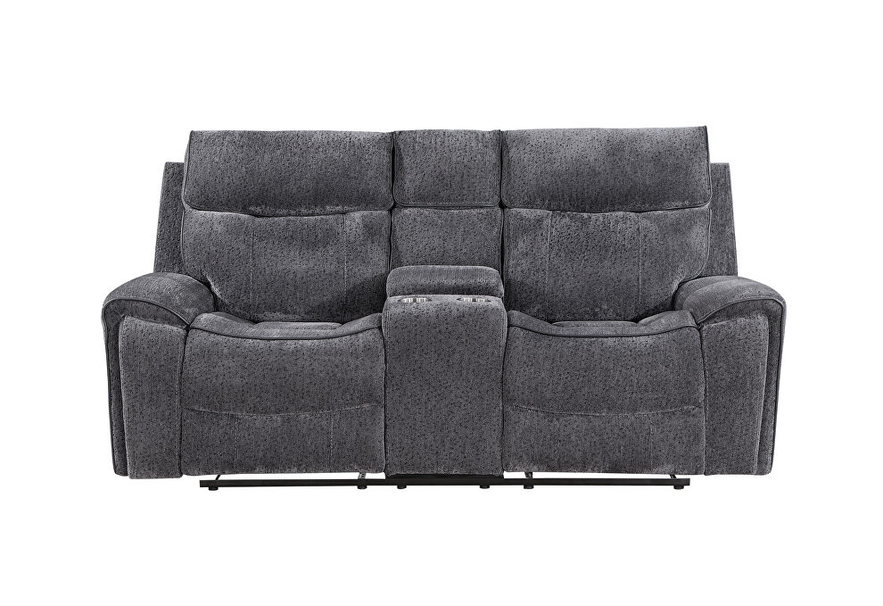 Charcoal console reclining loveseat by Global
