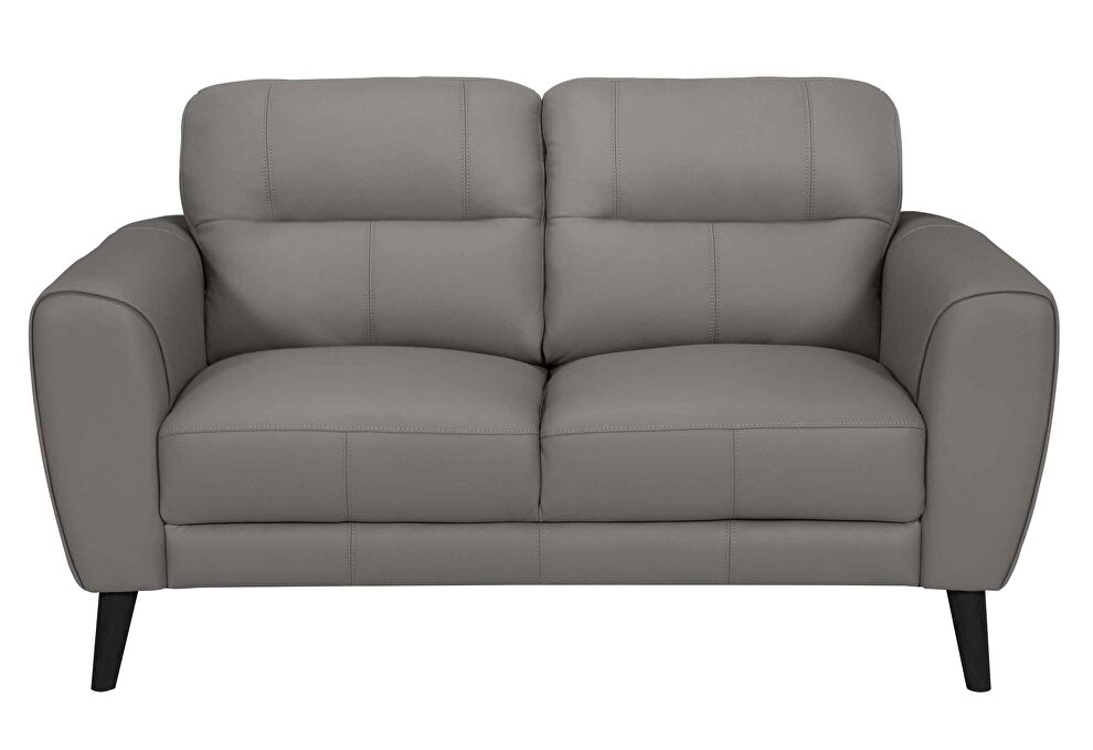 Light grey leather loveseat in contemporary style by Global