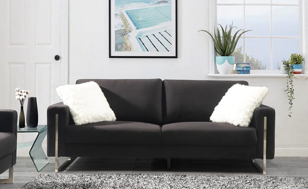 Elegant contemporary black fabric modern sofa by Global