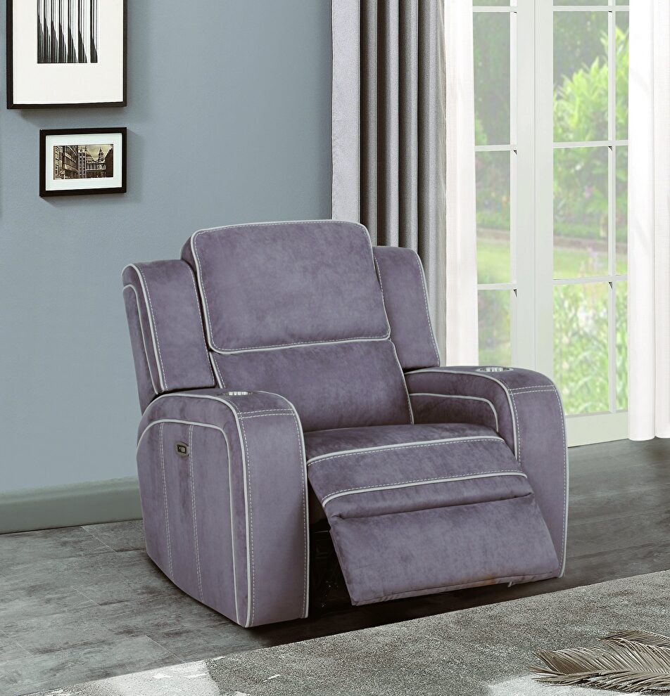 Power recliner срфшк in gray fabric by Global