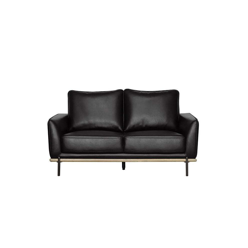 Black leather gel low profile contemporary loveseat by Global