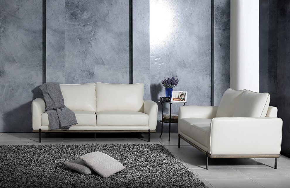 White leather gel low profile contemporary sofa by Global