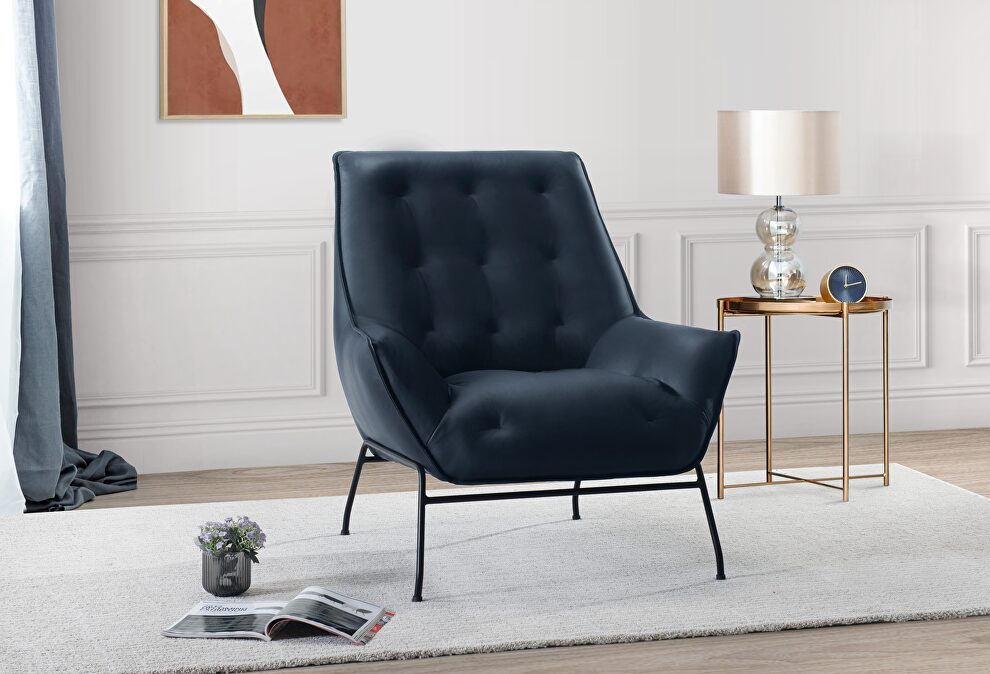 Navy leather accent chair by Global