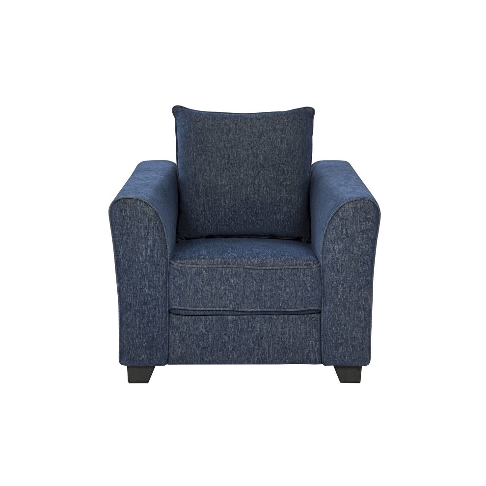 Simple affordable blue chenille fabric chair by Global