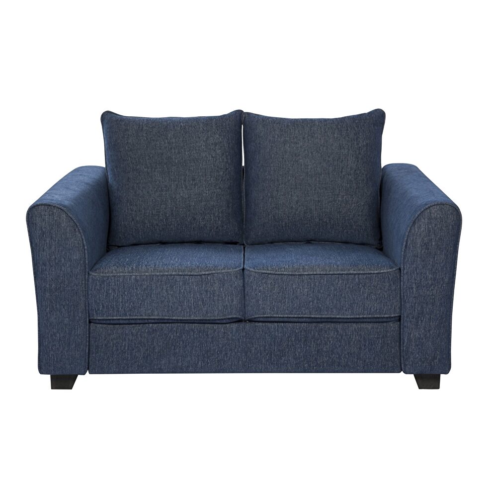 Simple affordable blue chenille fabric loveseat by Global
