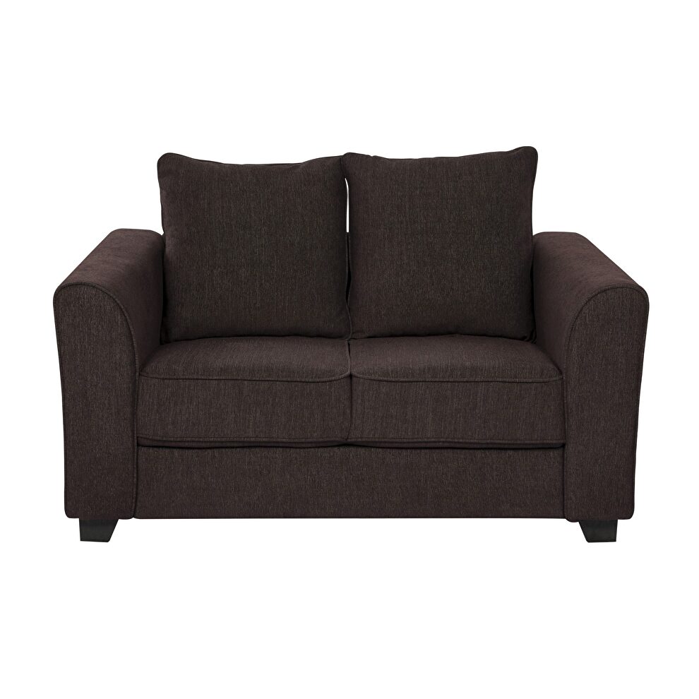 Simple affordable brown chenille fabric loveseat by Global
