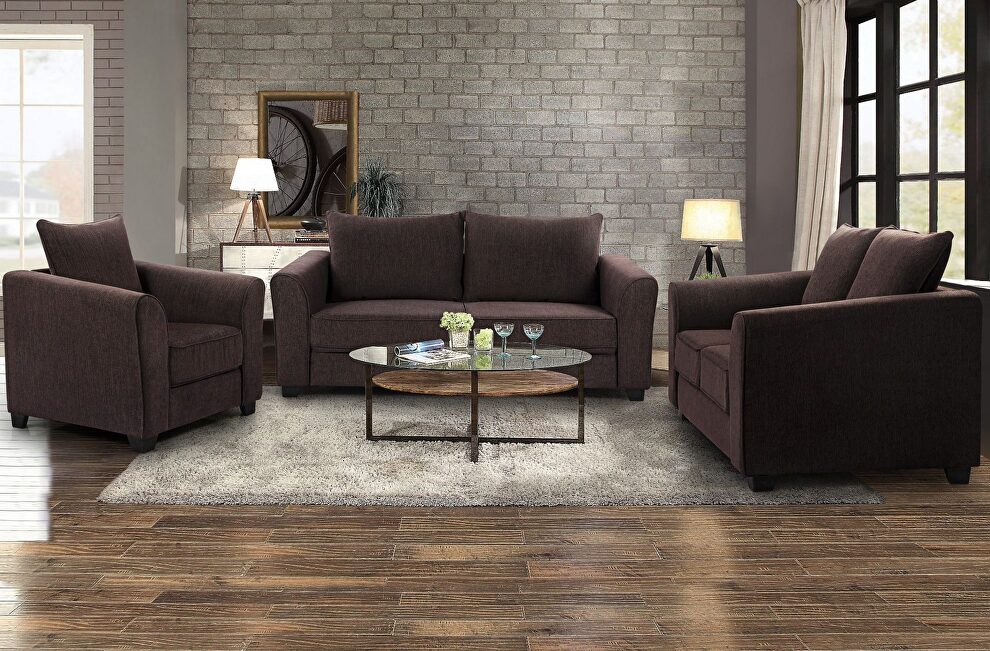 Simple affordable brown chenille fabric sofa by Global