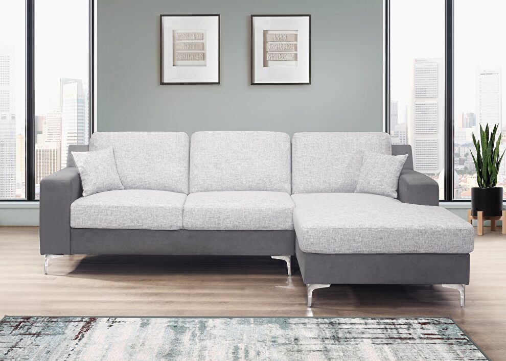 Modern clean 2-toned gray fabric square sectional by Global