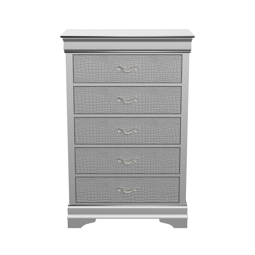 Silver / gray contemporary chest by Global
