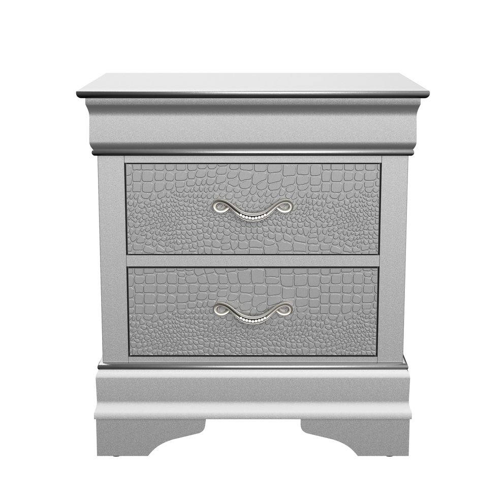 Silver / gray contemporary nightstand by Global