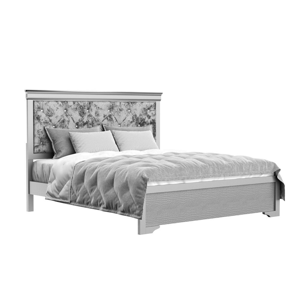 Silver / gray contemporary casual style twin bed by Global