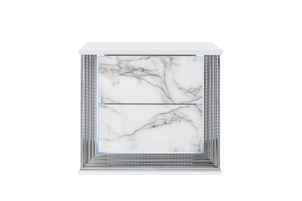 White marble night stand in modern style w/ led by Global
