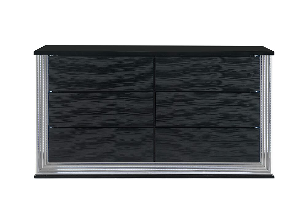 Wavy black dresser in modern style w/ led by Global