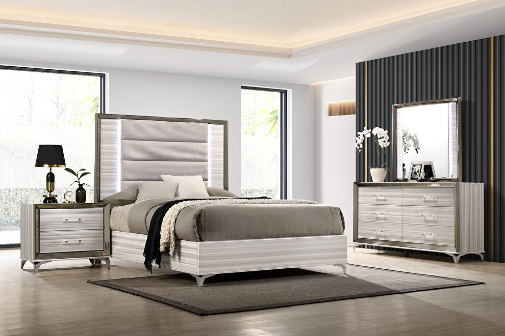 Led bed in zebra white w/ modern flare by Global