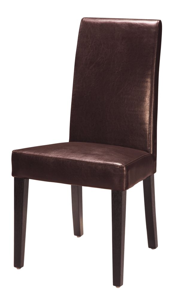 Soft leather dining chair in brown by Global