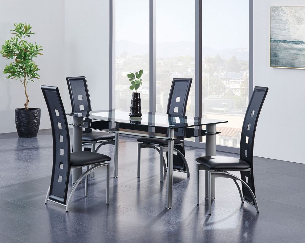 Double glass modern dining table 5pcs set by Global