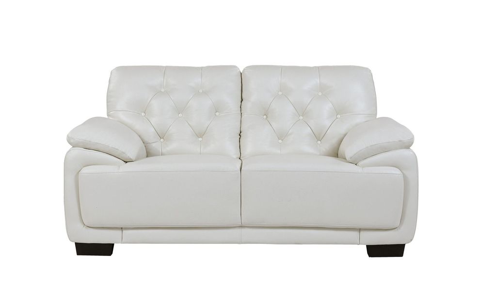 Pluto white modern loveseat in low profile by Global