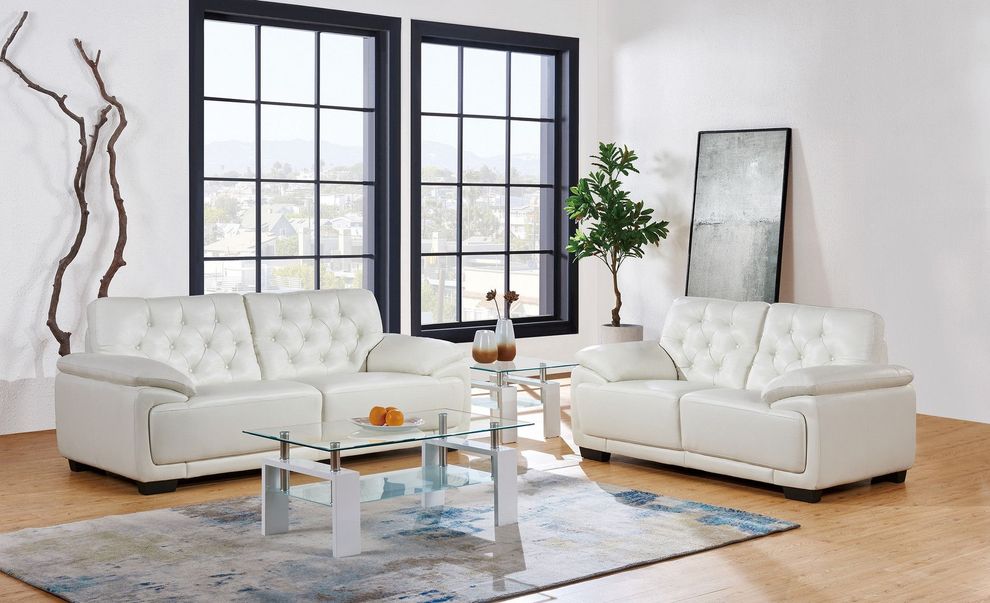 Pluto white modern sofa in low profile by Global