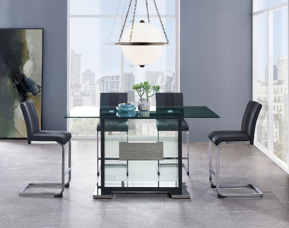Black glass top bar table in contemporary style by Global