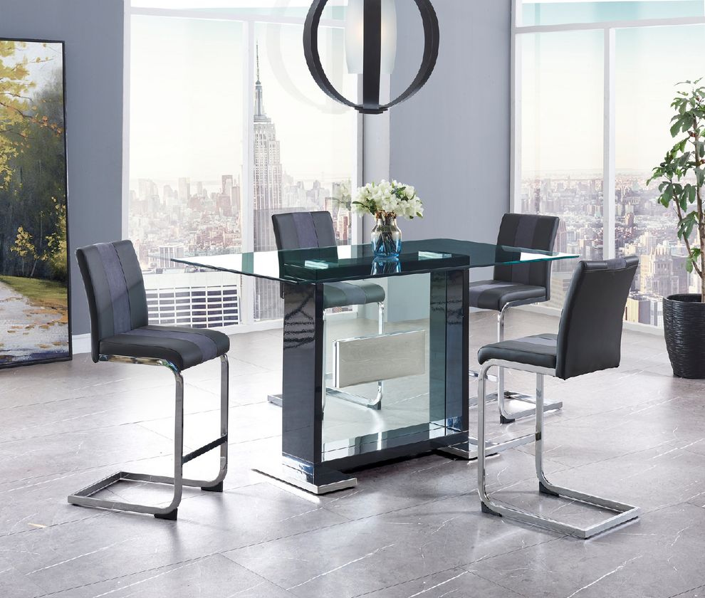 Gray glass top bar table in contemporary style by Global